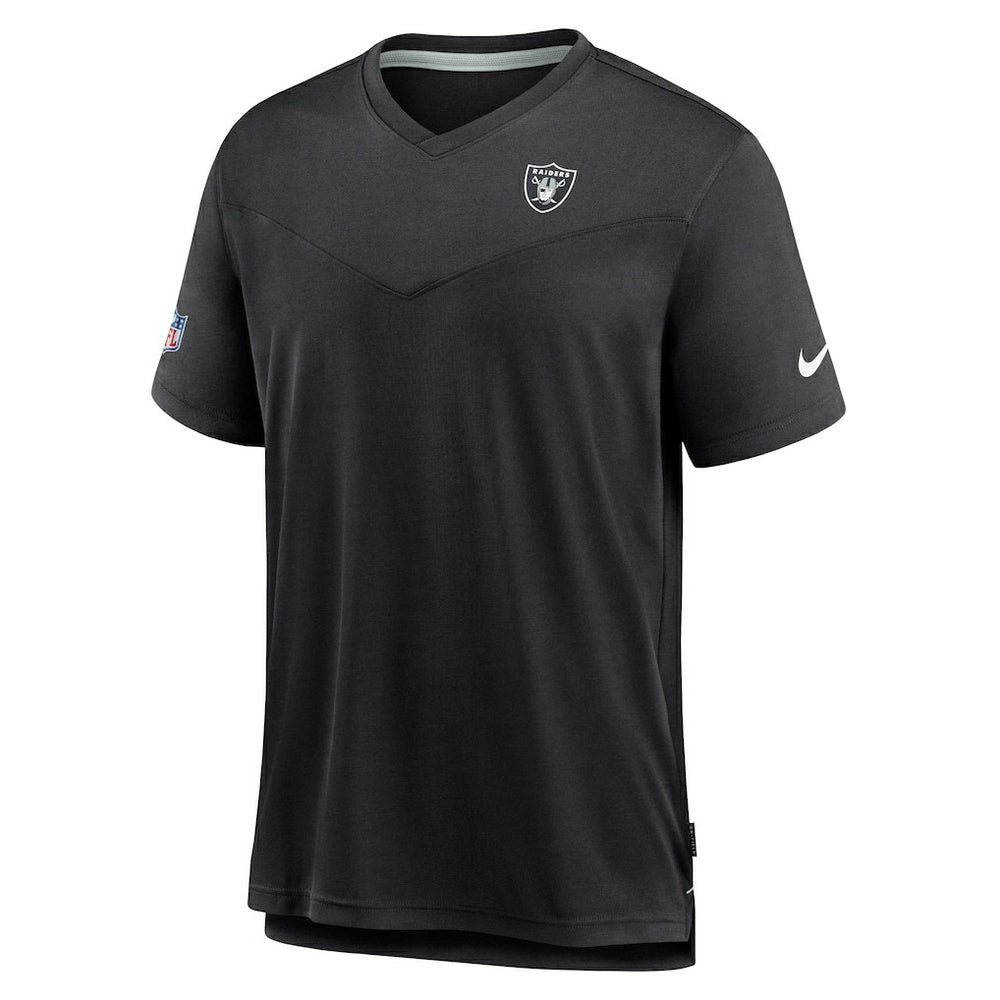 Las Vegas Raiders Nike Sideline Coach Chevron Lock Up Logo V-Neck Performance T-Shirt