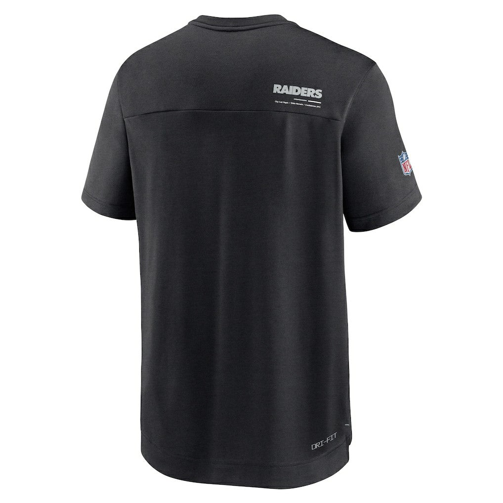 Las Vegas Raiders Nike Sideline Coach Chevron Lock Up Logo V-Neck Performance T-Shirt