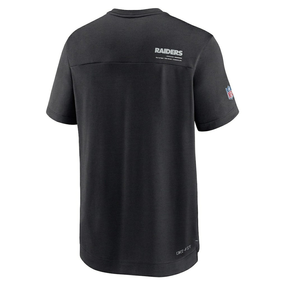 Las Vegas Raiders Nike Sideline Coach Chevron Lock Up Logo V-Neck Performance T-Shirt