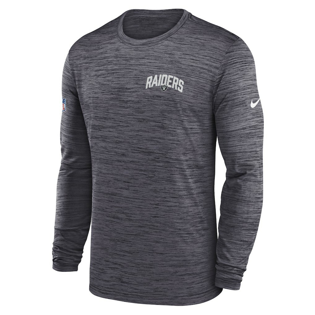 Las Vegas Raiders Nike Sideline Velocity Athletic Stack Performance Long Sleeve T-Shirt
