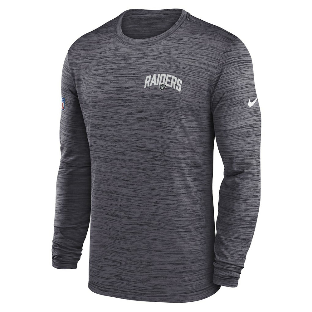 Las Vegas Raiders Nike Sideline Velocity Athletic Stack Performance Long Sleeve T-Shirt