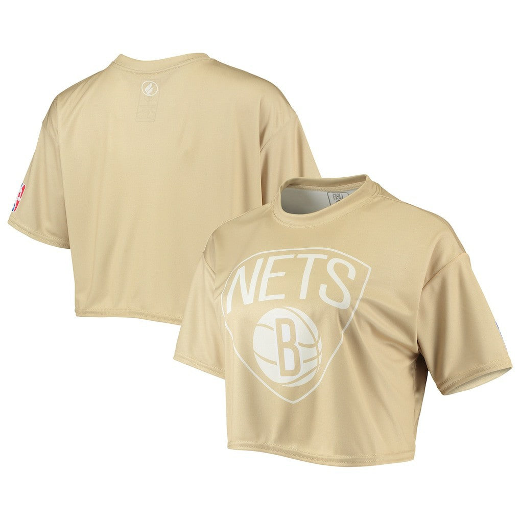 Brooklyn Nets Women's Tan Sand Crop Top discount On Sale