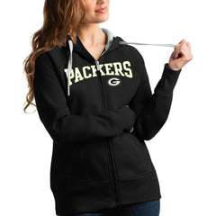 Green Bay Packers  Antigua Women's Wordmark Victory Full-Zip Hoodie