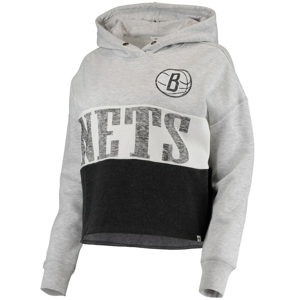 Brooklyn Nets '47 Women's Lizzy Cutoff Pullover Hoodie Discount