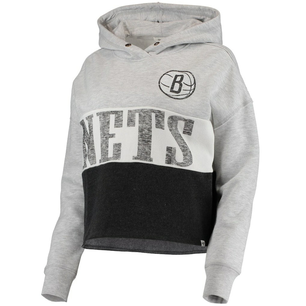 Brooklyn Nets '47 Women's Lizzy Cutoff Pullover Hoodie Discount