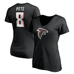 Atlanta Falcons Fanatics Kyle Pitts  Women's Player Icon Name & Number V-Neck T-Shirt
