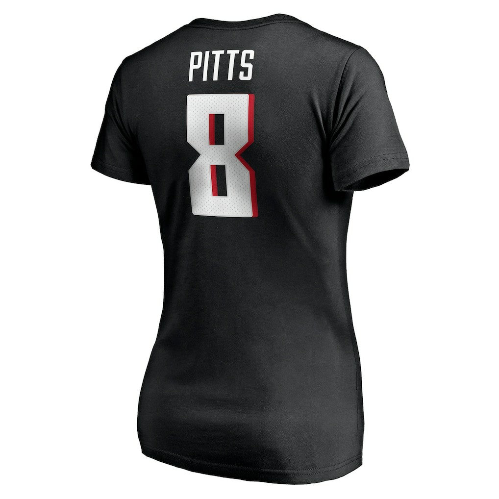 Atlanta Falcons Fanatics Kyle Pitts  Women's Player Icon Name & Number V-Neck T-Shirt