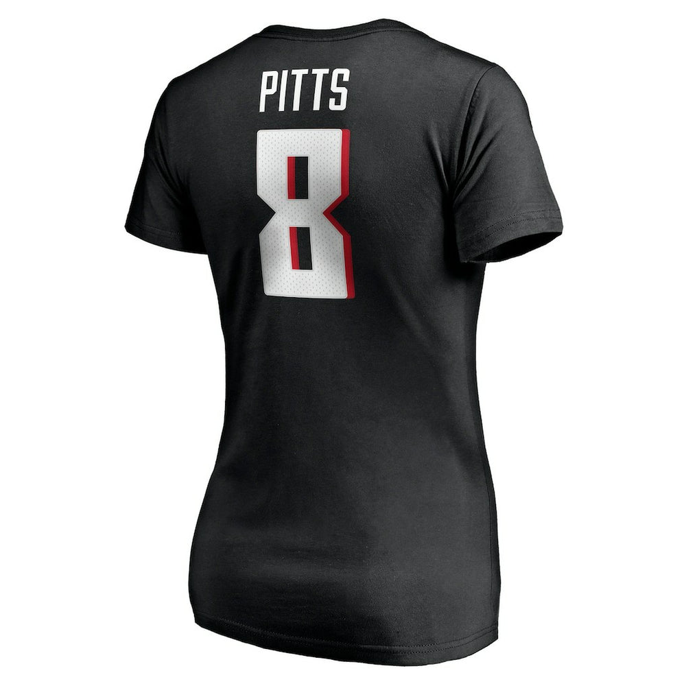 Atlanta Falcons Fanatics Kyle Pitts  Women's Player Icon Name & Number V-Neck T-Shirt