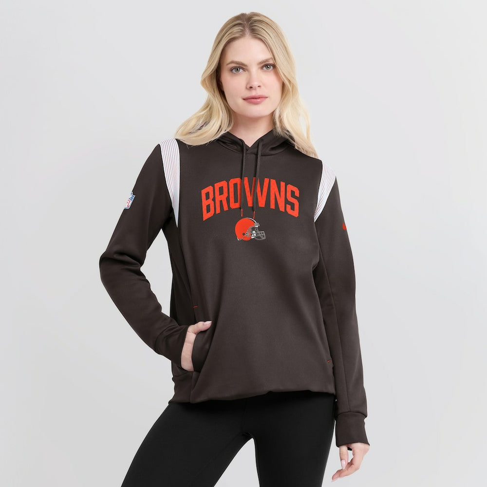 Cleveland Browns Nike Women's Sideline Stack Performance Pullover Hoodie