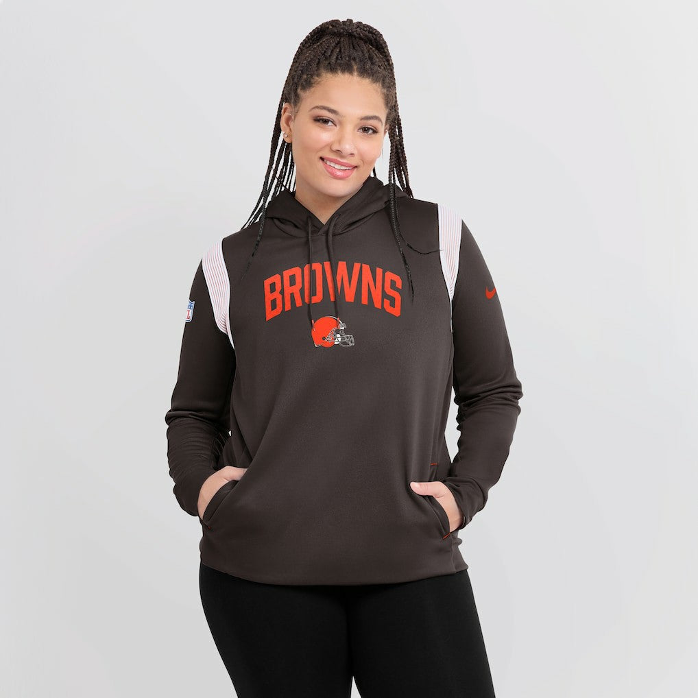 Cleveland Browns Nike Women's Sideline Stack Performance Pullover Hoodie