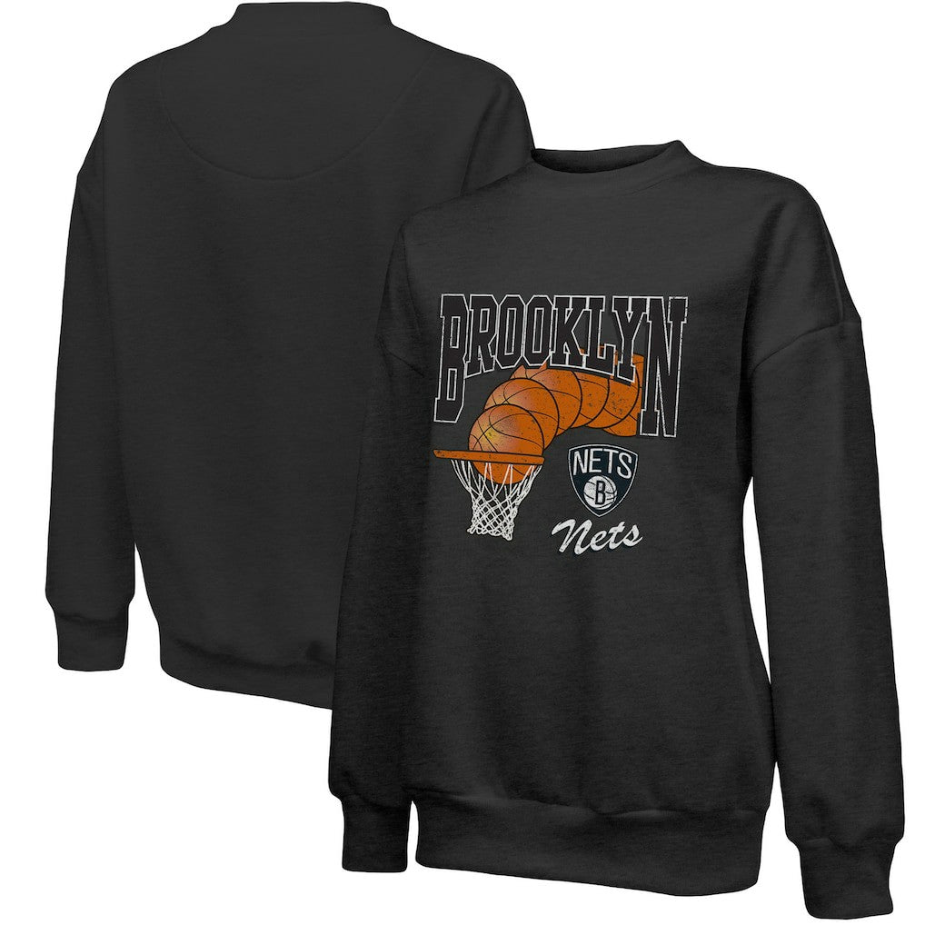 Brooklyn Nets Majestic Threads Women's Bank Shot Pullover Tri-Blend Sweatshirt Discount