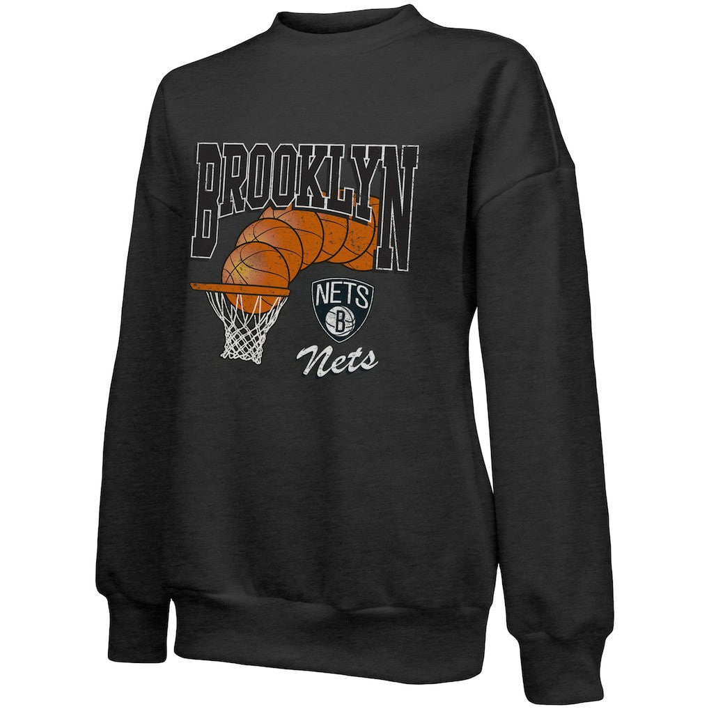 Brooklyn Nets Majestic Threads Women's Bank Shot Pullover Tri-Blend Sweatshirt Discount
