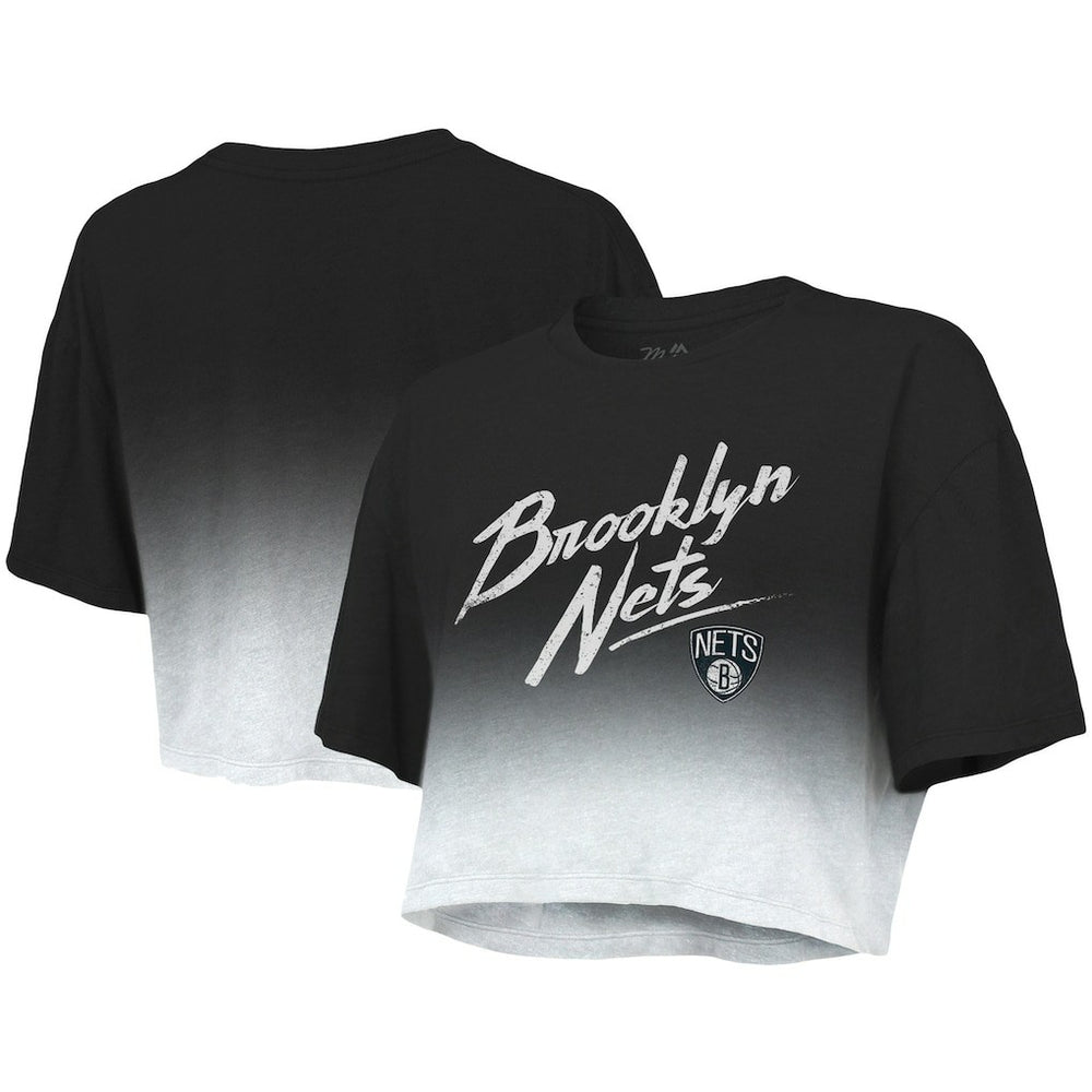 Brooklyn Nets Majestic Threads Women's Dirty Dribble Tri-Blend Cropped T-Shirt Outlet