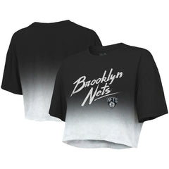 Brooklyn Nets Majestic Threads Women's Dirty Dribble Tri-Blend Cropped T-Shirt Outlet