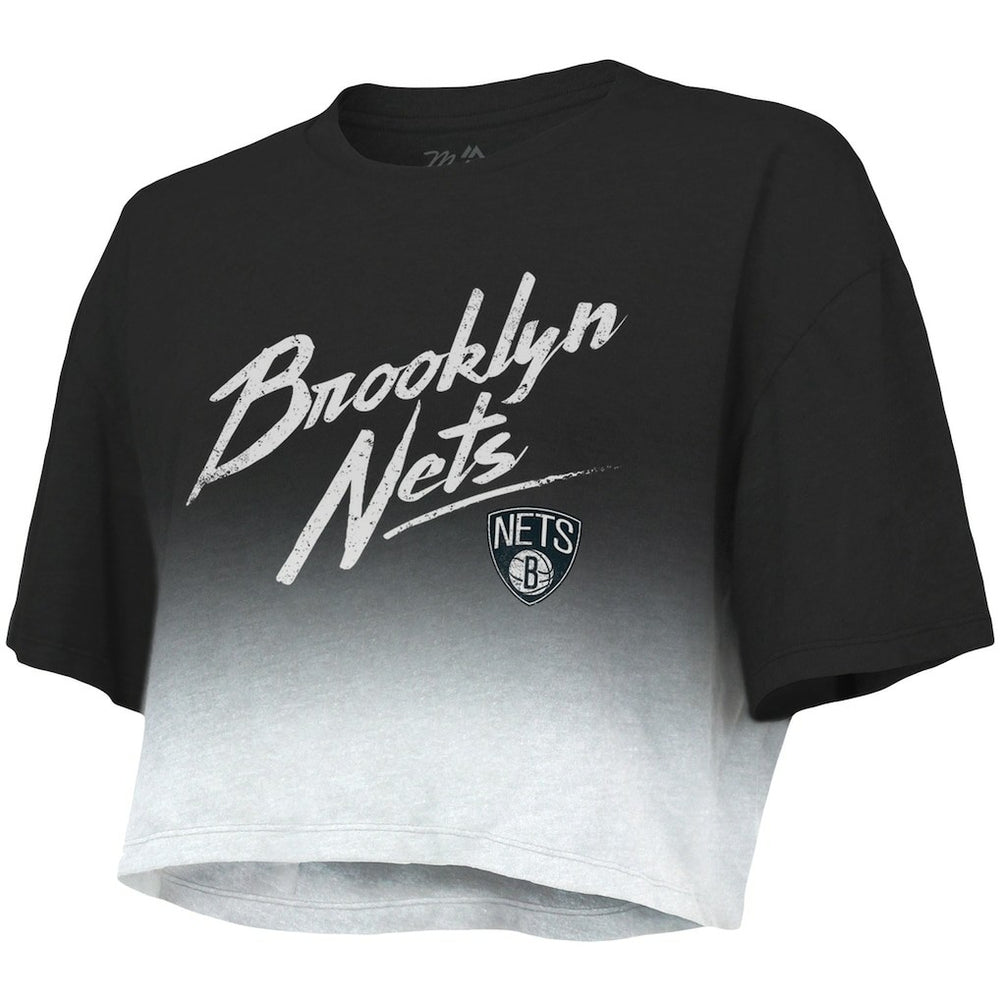 Brooklyn Nets Majestic Threads Women's Dirty Dribble Tri-Blend Cropped T-Shirt Outlet