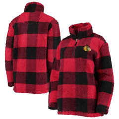 Chicago Blackhawks G-III 4Her by Carl Banks Women's Plaid Sherpa Quarter-Zip Jacket For Sale