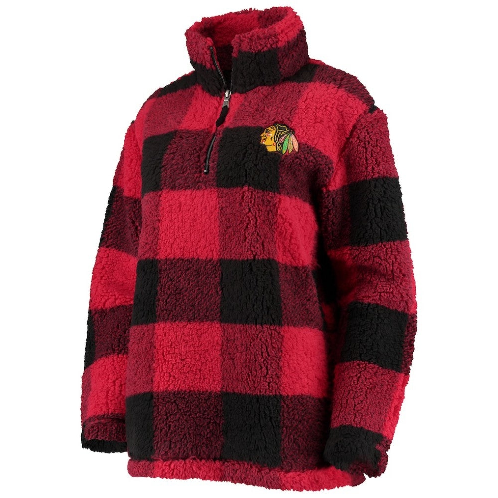 Chicago Blackhawks G-III 4Her by Carl Banks Women's Plaid Sherpa Quarter-Zip Jacket For Sale