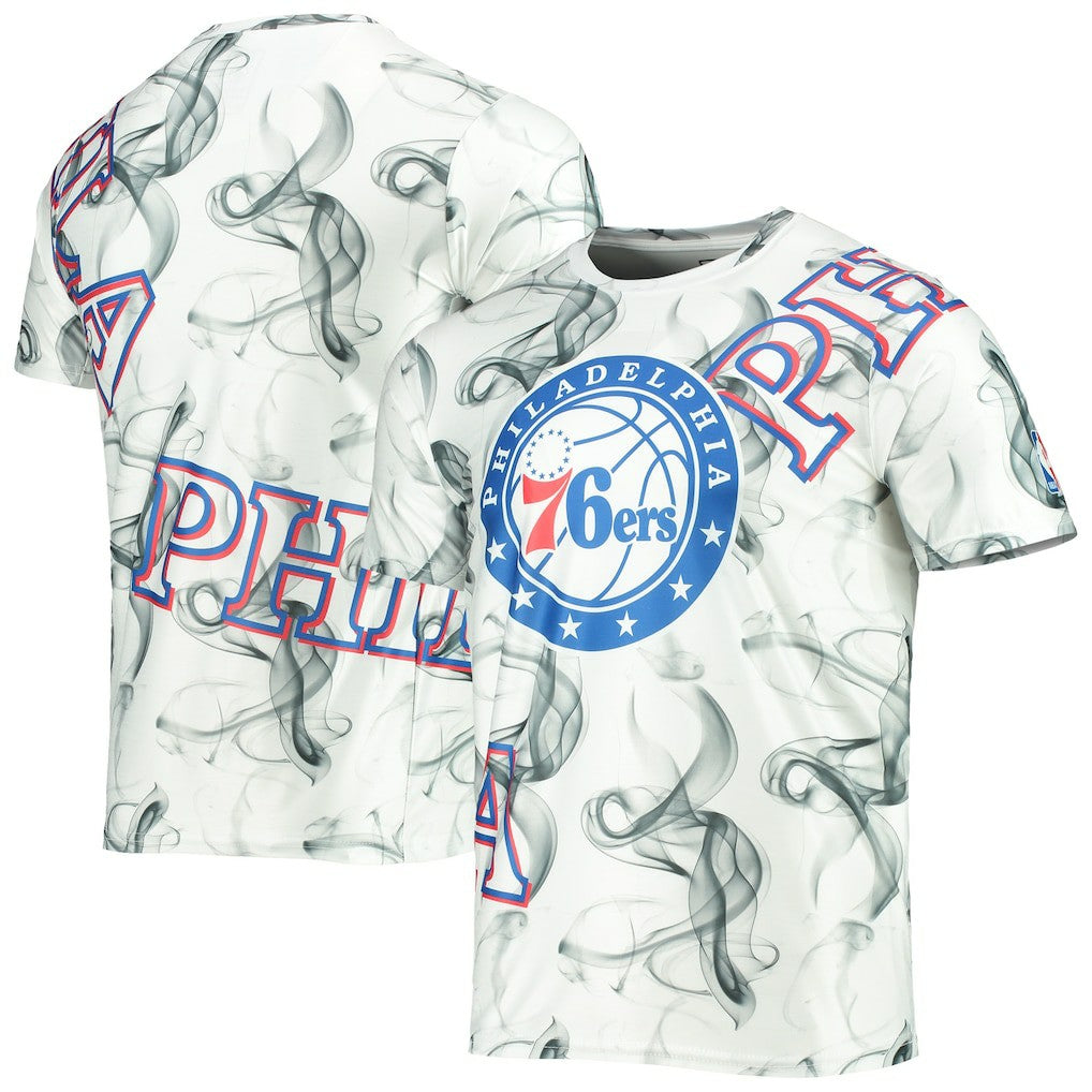 Philadelphia 76ers FISLL Asymmetric Bold Smoke T-Shirt New