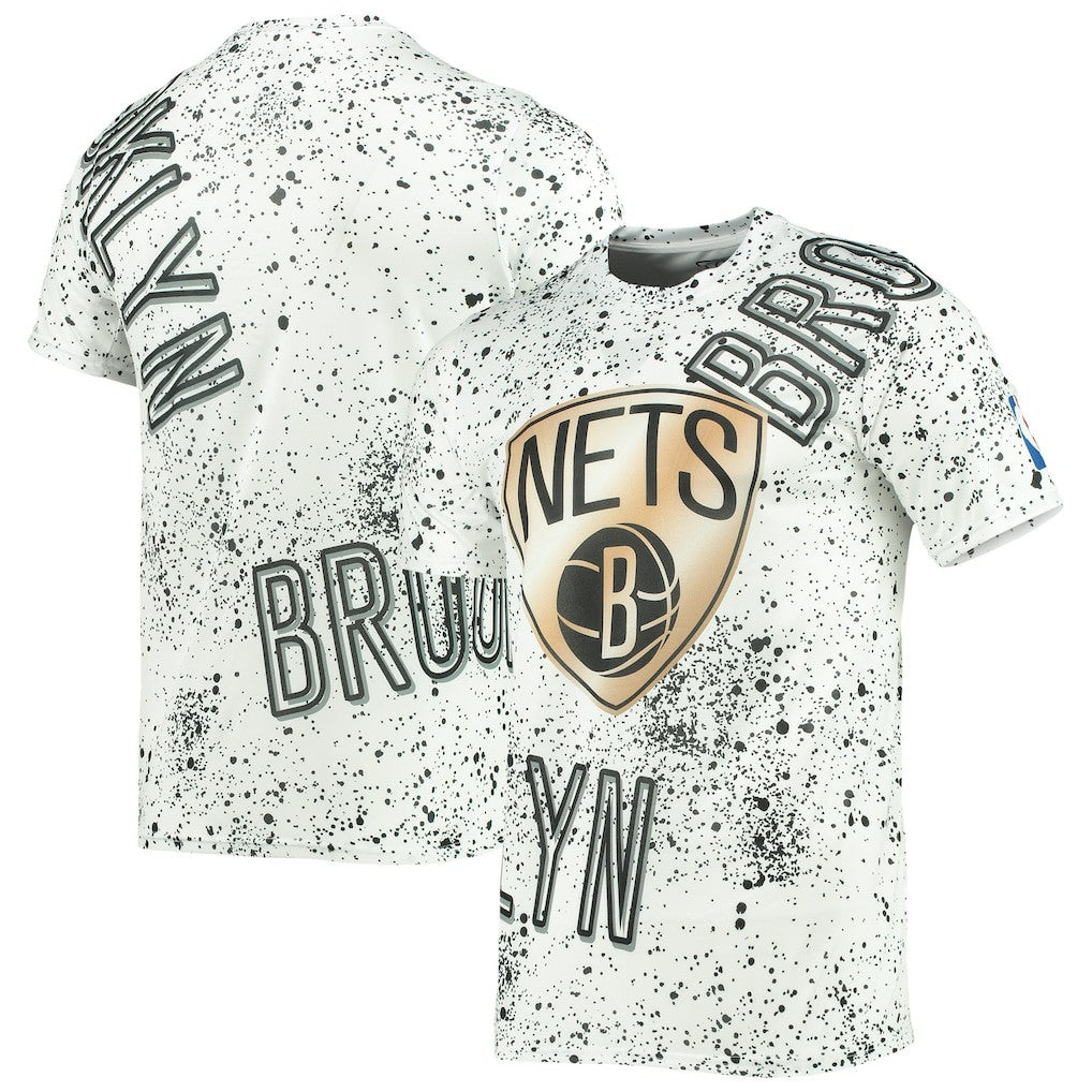 Brooklyn Nets FISLL Gold Foil Splatter Print T-Shirt Outlet