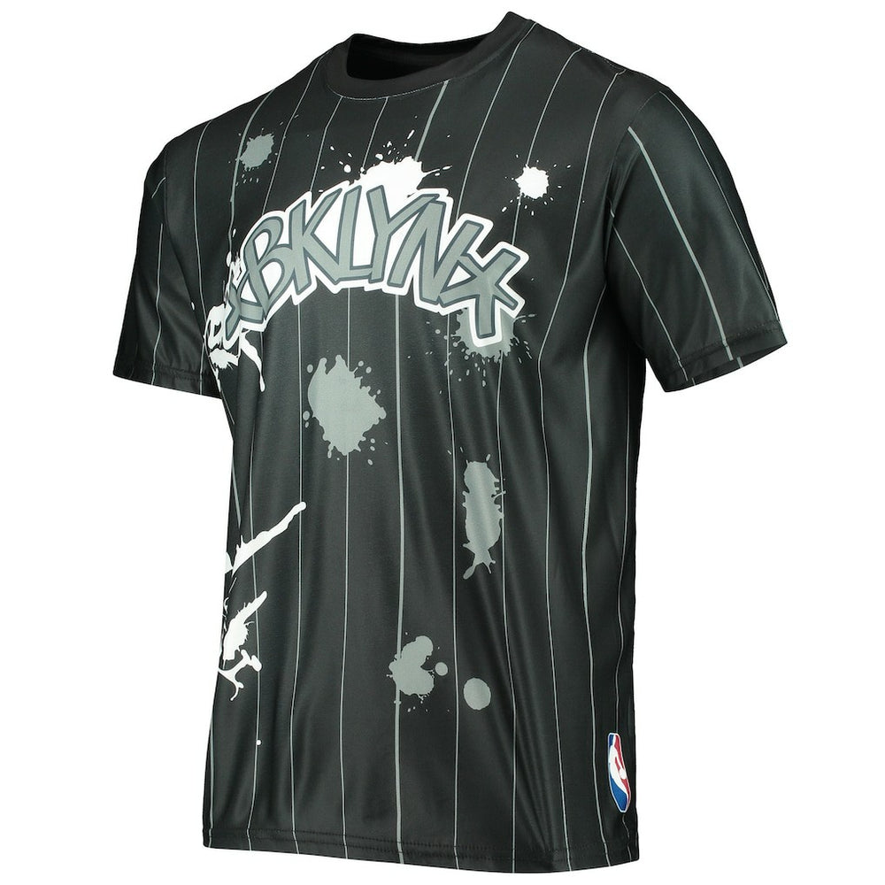 Brooklyn Nets FISLL Striped Splatter T-Shirt New