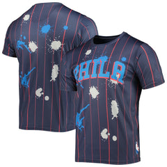 Philadelphia 76ers FISLL Striped Splatter T-Shirt On Sale