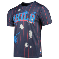 Philadelphia 76ers FISLL Striped Splatter T-Shirt On Sale