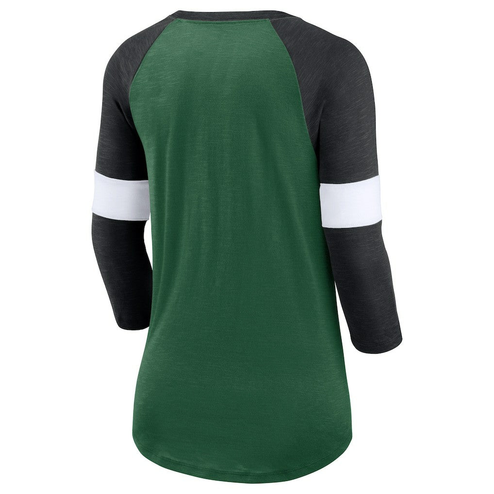 New York Jets Nike Women's Football Pride Raglan 3/4-Sleeve T-Shirt