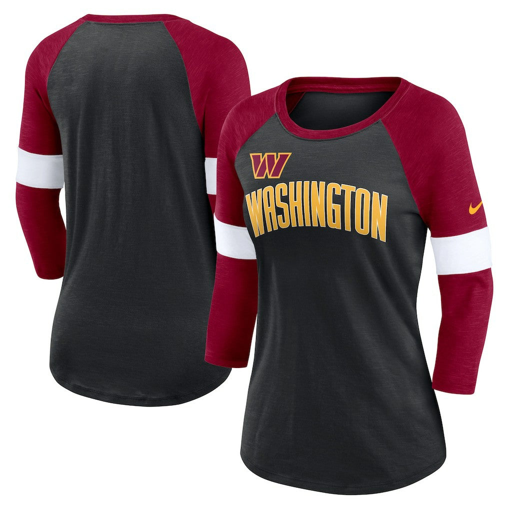 Washington Commanders Nike Women's Football Pride Raglan 3/4-Sleeve T-Shirt