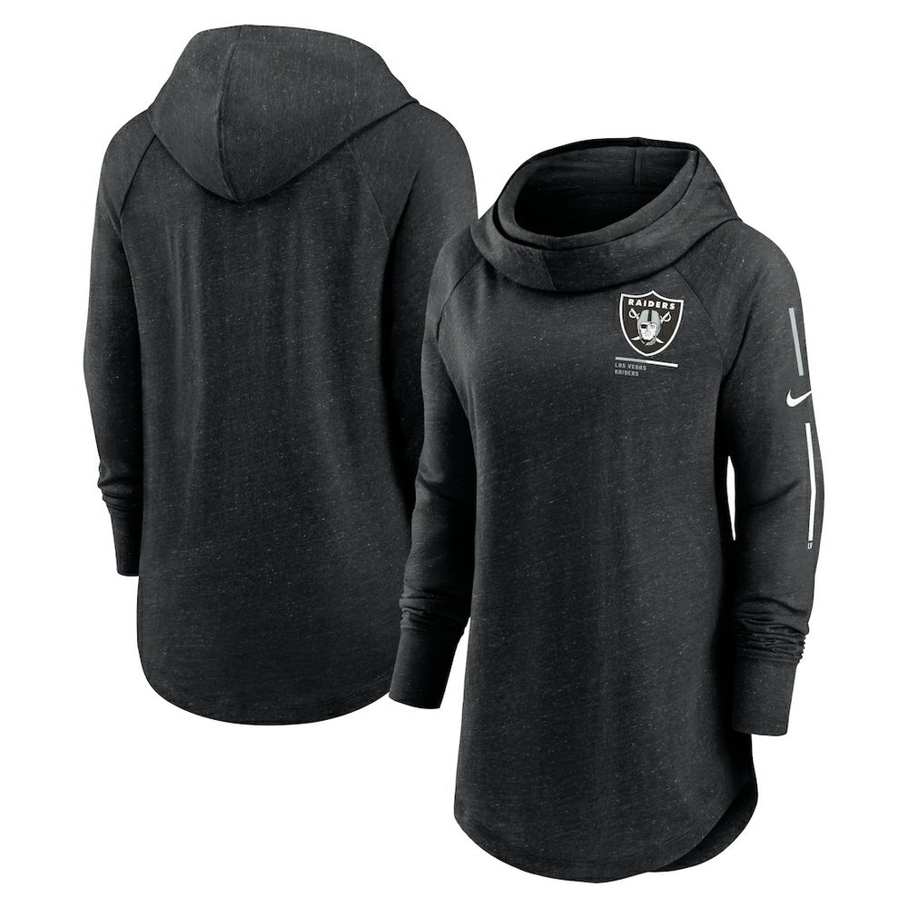 Las Vegas Raiders Nike Women's Minimal Statement Lightweight Raglan Funnel Neck Pullover Hoodie
