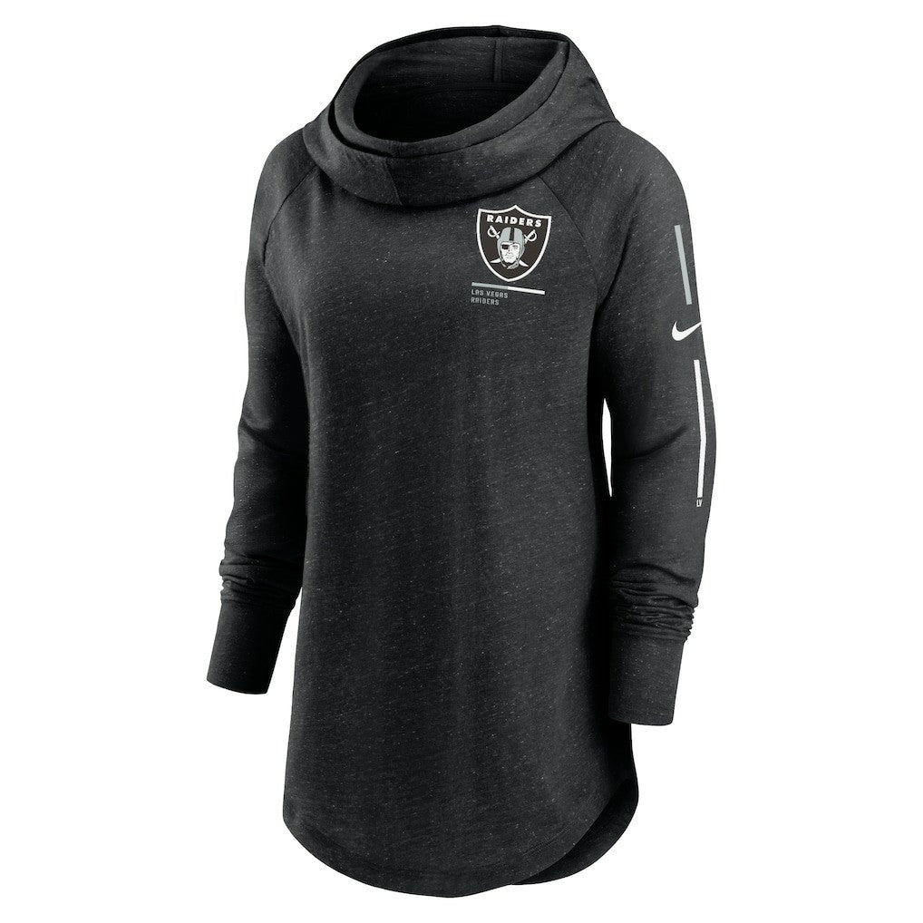 Las Vegas Raiders Nike Women's Minimal Statement Lightweight Raglan Funnel Neck Pullover Hoodie