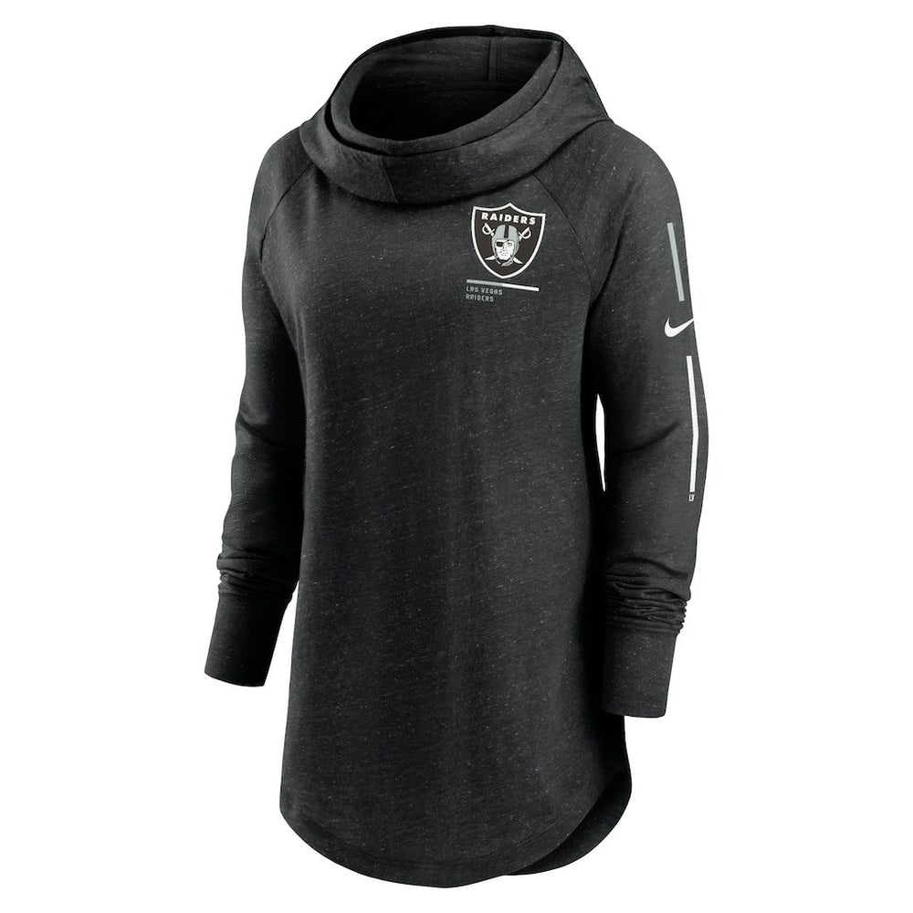 Las Vegas Raiders Nike Women's Minimal Statement Lightweight Raglan Funnel Neck Pullover Hoodie