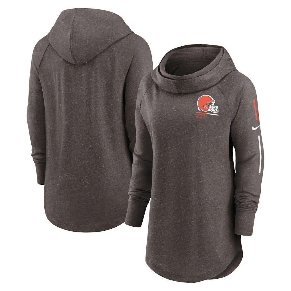 Cleveland Browns Nike Women's Minimal Statement Lightweight Raglan Funnel Neck Pullover Hoodie