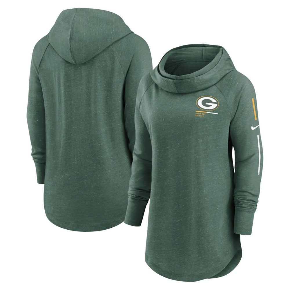 Green Bay Packers Nike Women's Minimal Statement Lightweight Raglan Funnel Neck Pullover Hoodie