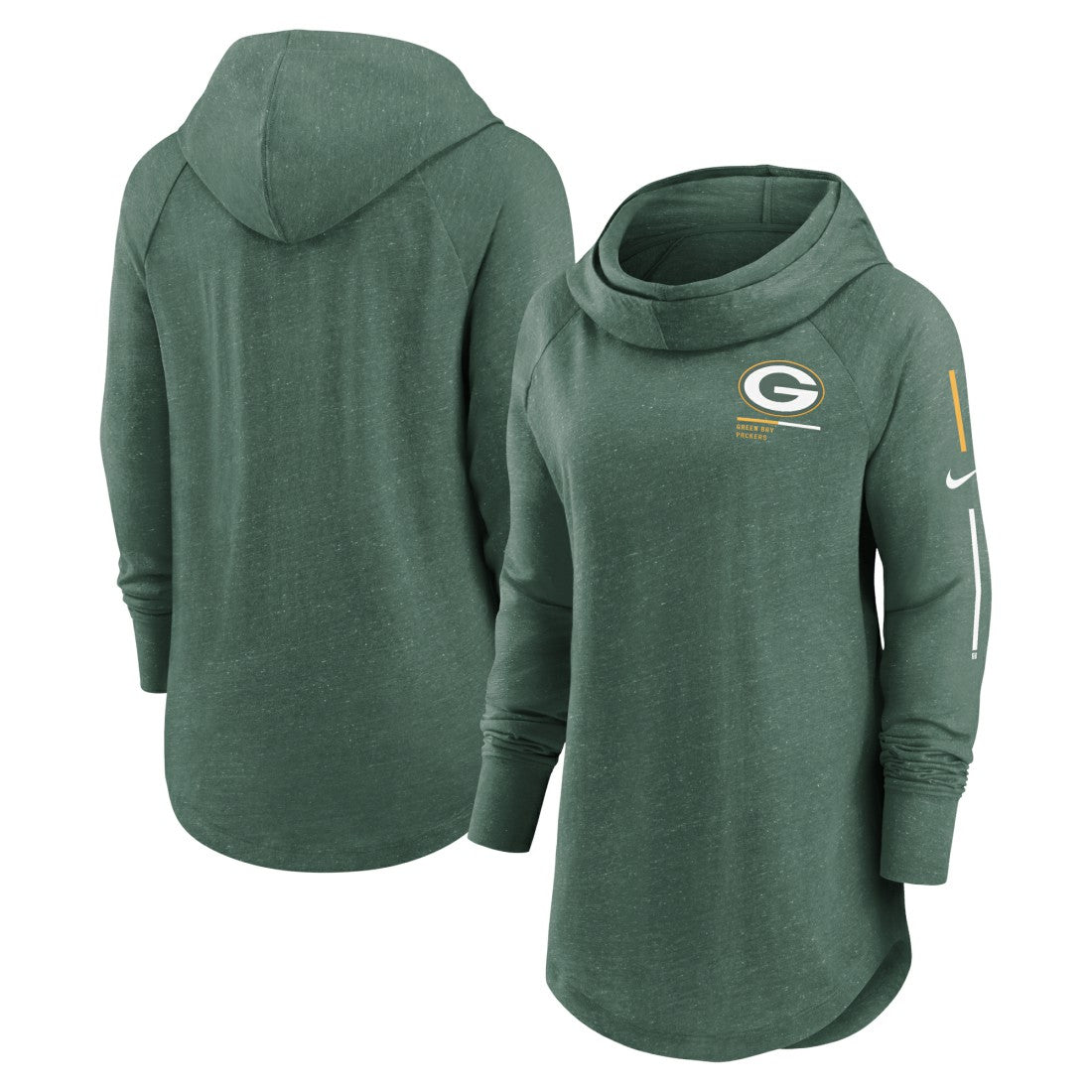Green Bay Packers Nike Women's Minimal Statement Lightweight Raglan Funnel Neck Pullover Hoodie