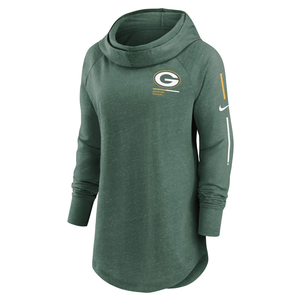Green Bay Packers Nike Women's Minimal Statement Lightweight Raglan Funnel Neck Pullover Hoodie