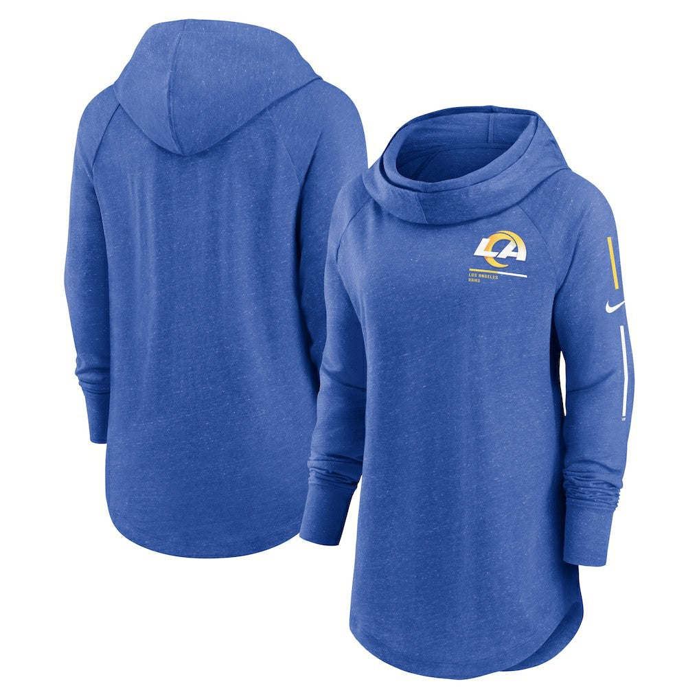 Los Angeles Rams Nike Women's Minimal Statement Lightweight Raglan Funnel Neck Pullover Hoodie