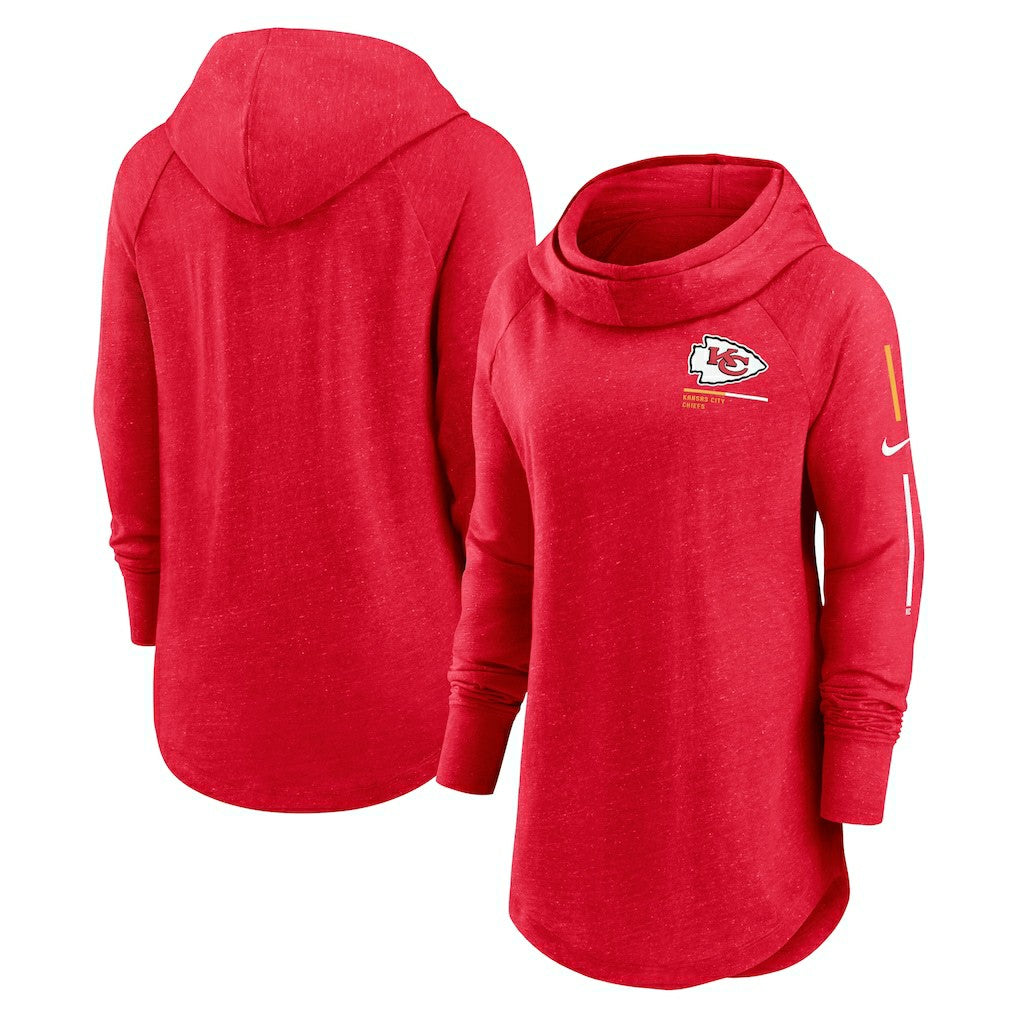 Kansas City Chiefs Nike Women's Minimal Statement Lightweight Raglan Funnel Neck Pullover Hoodie