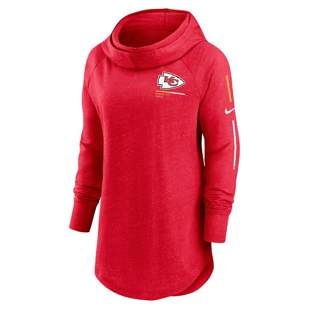 Kansas City Chiefs Nike Women's Minimal Statement Lightweight Raglan Funnel Neck Pullover Hoodie