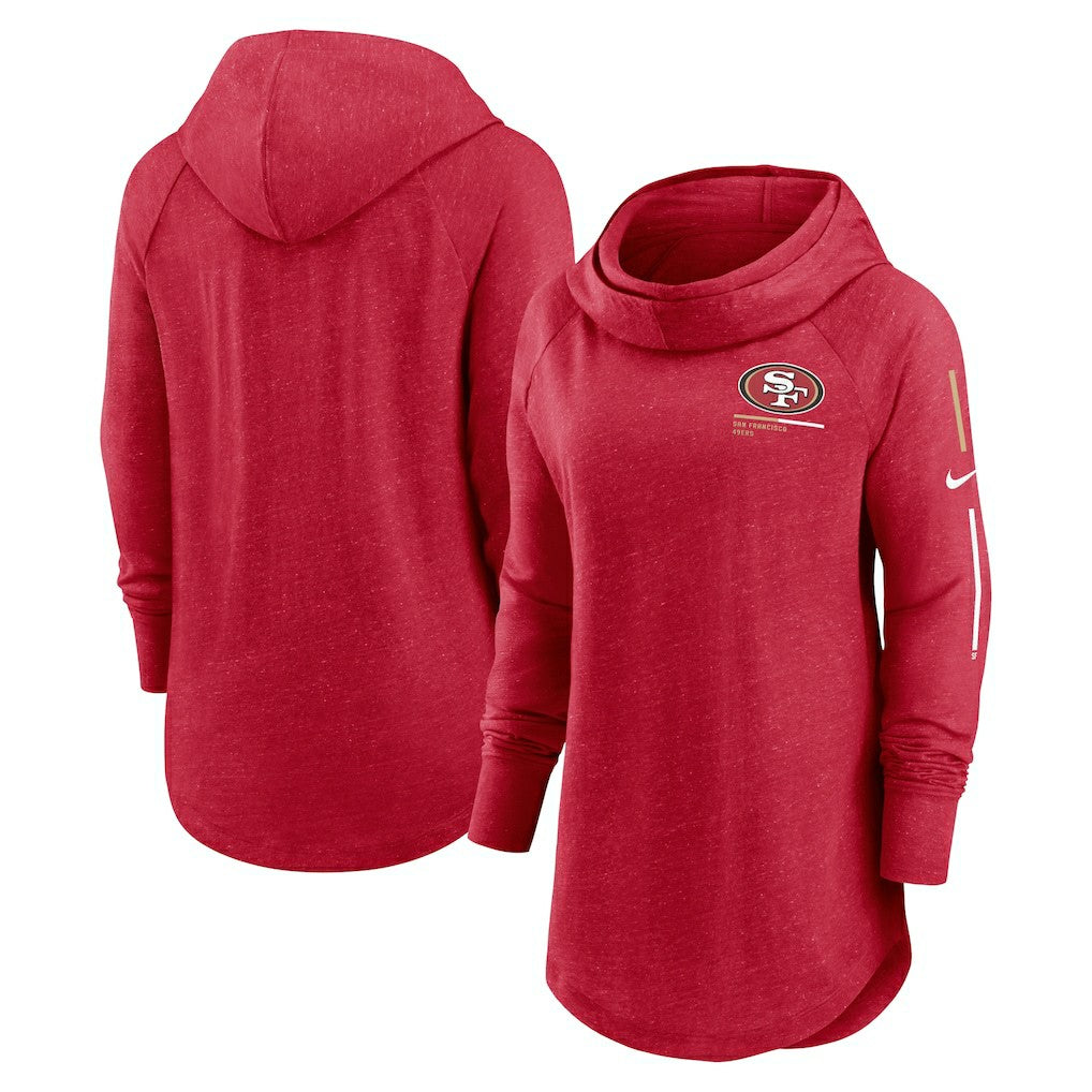 San Francisco 49ers Nike Women's Minimal Statement Lightweight Raglan Funnel Neck Pullover Hoodie