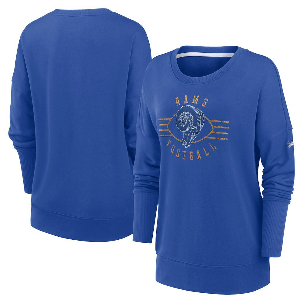 Los Angeles Rams Nike Women's Rewind Playback Icon Performance Pullover Sweatshirt