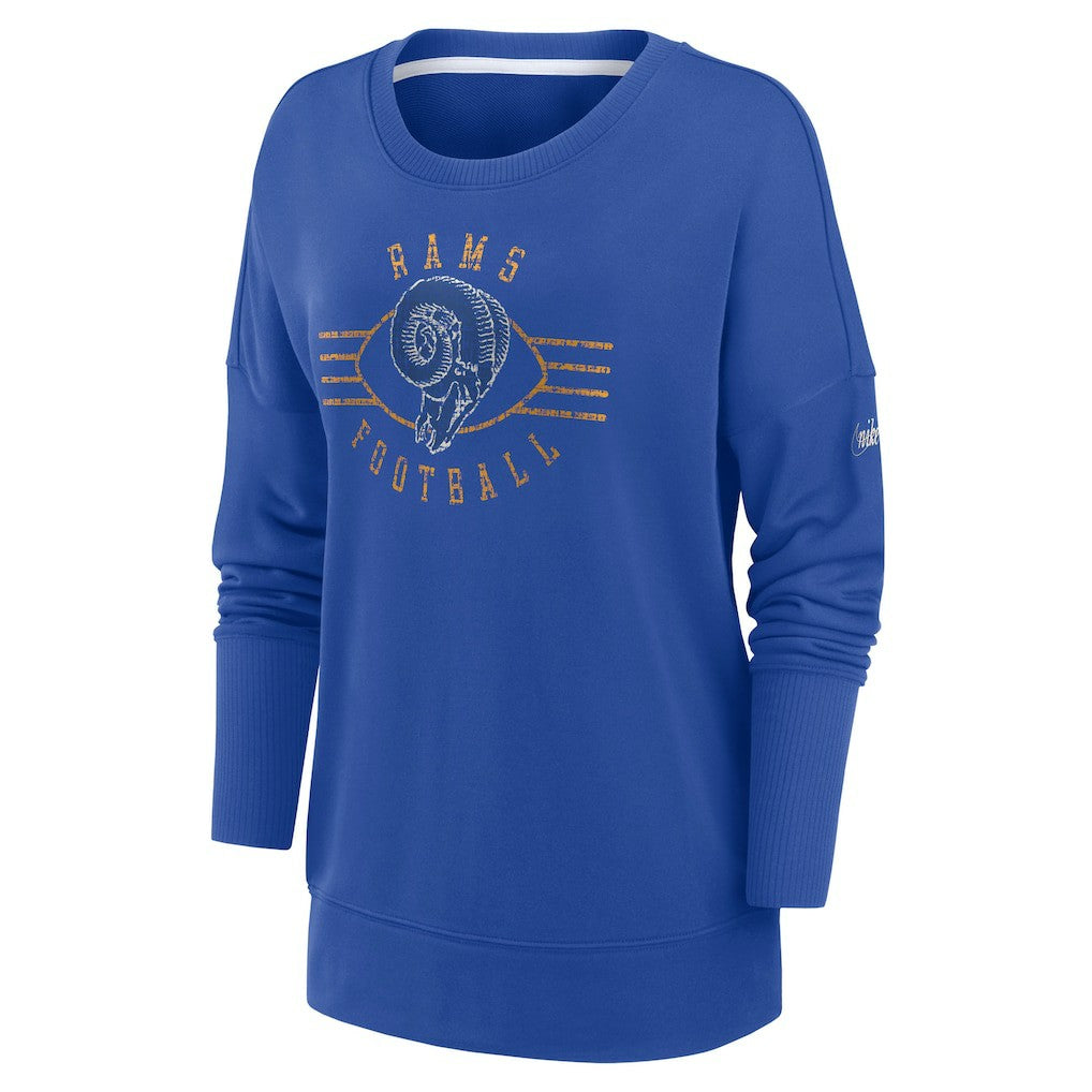 Los Angeles Rams Nike Women's Rewind Playback Icon Performance Pullover Sweatshirt