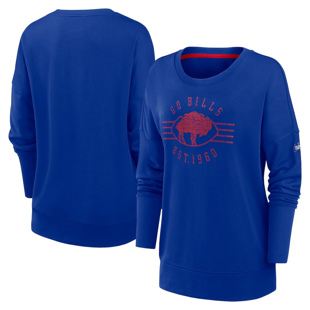 Buffalo Bills Nike Women's Rewind Playback Icon Performance Pullover Sweatshirt