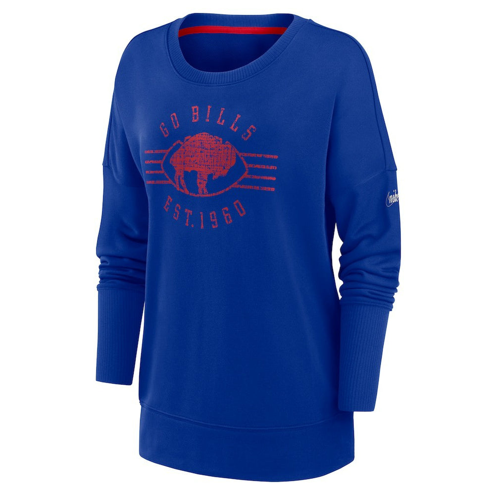 Buffalo Bills Nike Women's Rewind Playback Icon Performance Pullover Sweatshirt