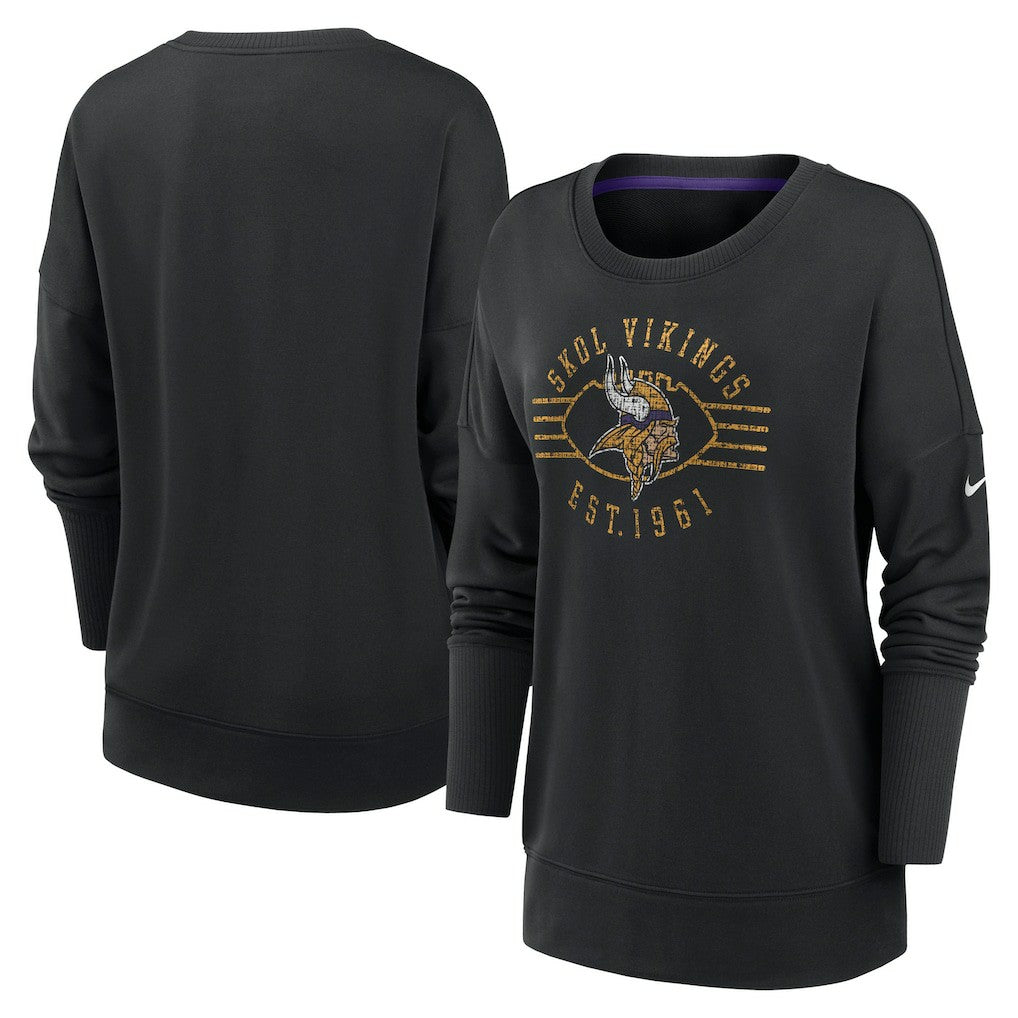 Minnesota Vikings Nike Women's Rewind Playback Icon Performance Pullover Sweatshirt