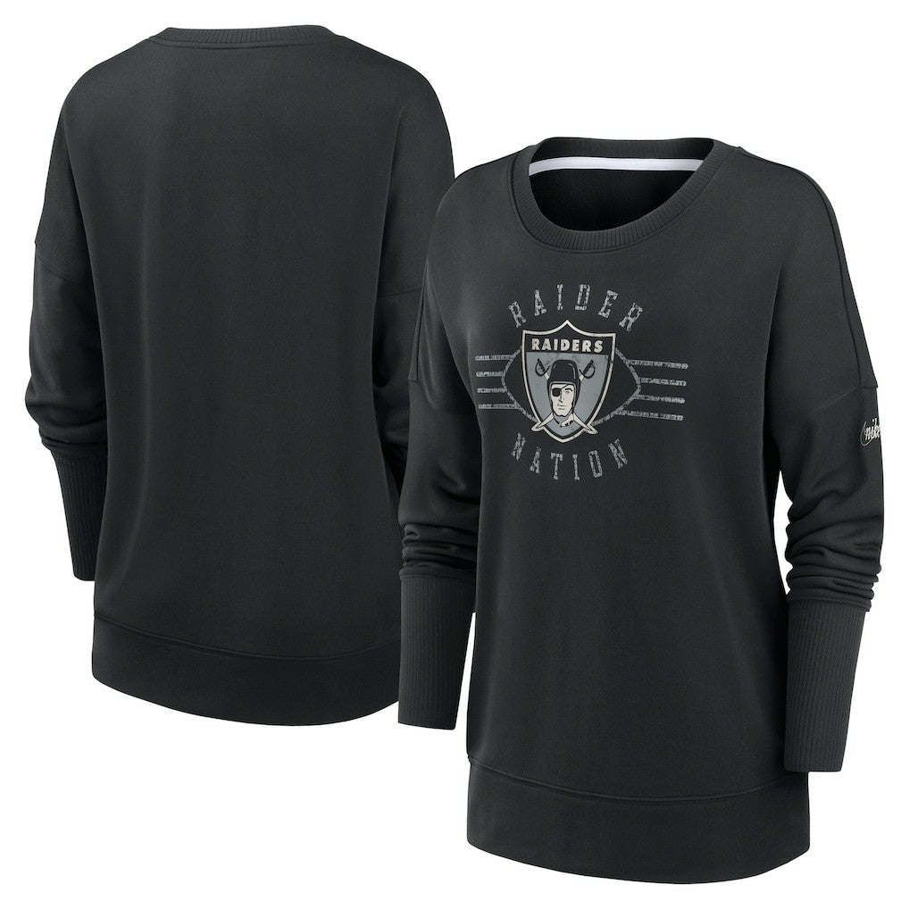 Las Vegas Raiders Nike Women's Rewind Playback Icon Performance Pullover Sweatshirt