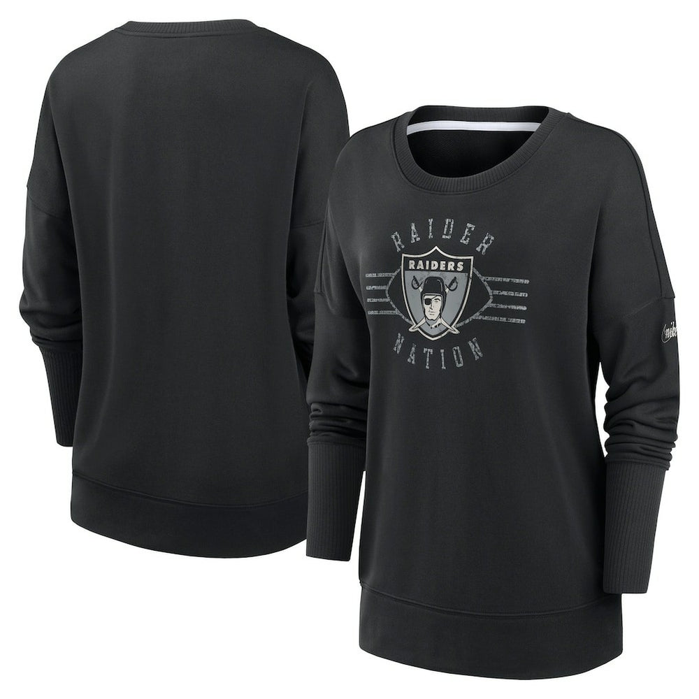 Las Vegas Raiders Nike Women's Rewind Playback Icon Performance Pullover Sweatshirt
