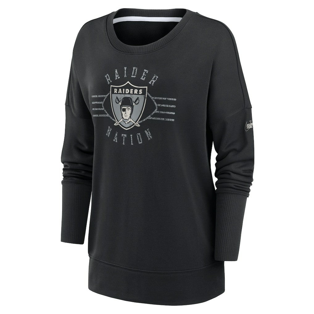 Las Vegas Raiders Nike Women's Rewind Playback Icon Performance Pullover Sweatshirt