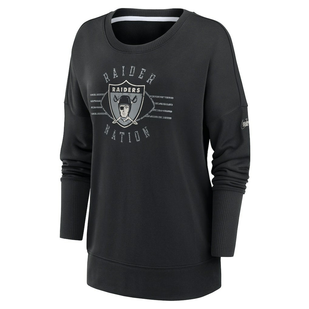 Las Vegas Raiders Nike Women's Rewind Playback Icon Performance Pullover Sweatshirt