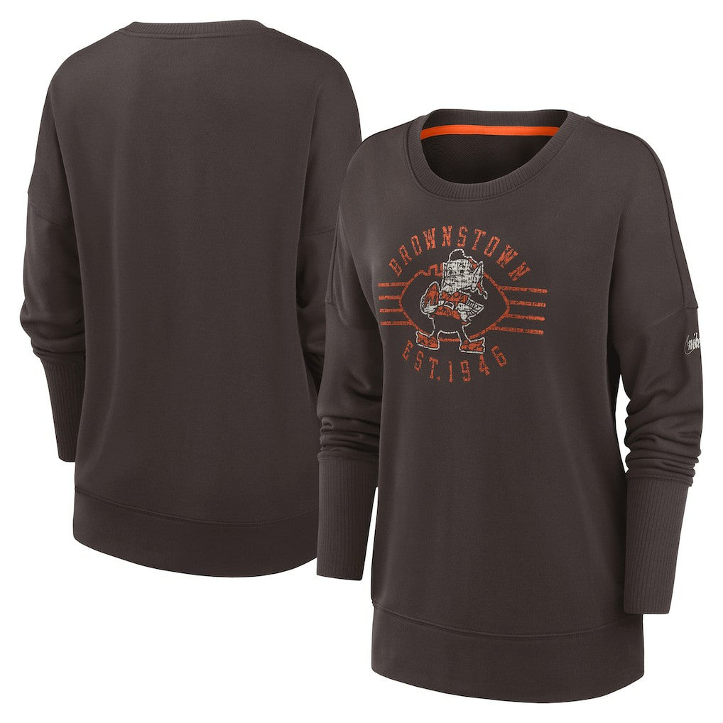 Cleveland Browns Nike Women's Rewind Playback Icon Performance Pullover Sweatshirt