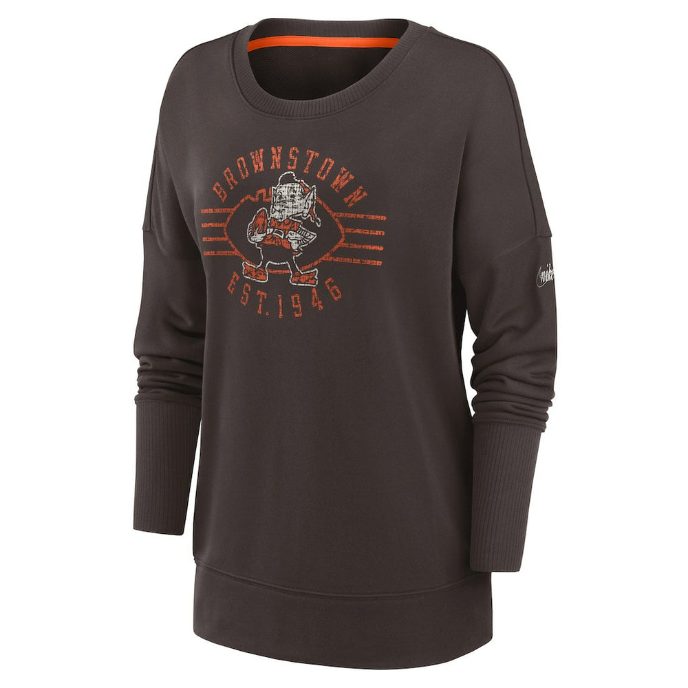Cleveland Browns Nike Women's Rewind Playback Icon Performance Pullover Sweatshirt